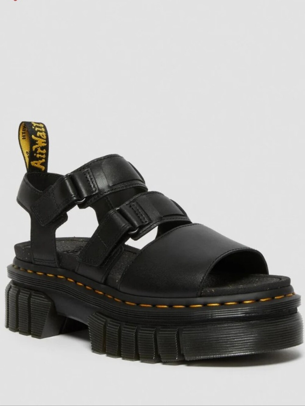 Dr. Martens Women's Ricki Nappa Lux Leather 3 Strap Platform Sandals Black 8